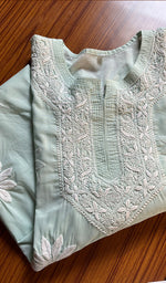Load image into Gallery viewer, Women&#39;s Lucknowi Handcrafted Cotton Chikankari Kurti - HONC0301030
