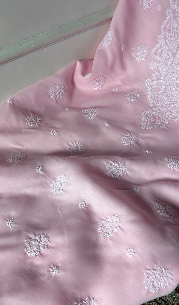 Women's Lakhnavi Handcrafted Cotton Unstitched Chikankari Suit Material - HONC0374503