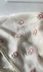 将图像加载到图库查看器中， Women&#39;s Lakhnavi Handcrafted Pure Organza Chikankari Unstitched Kurta And Dupatta Set- HONC0319583
