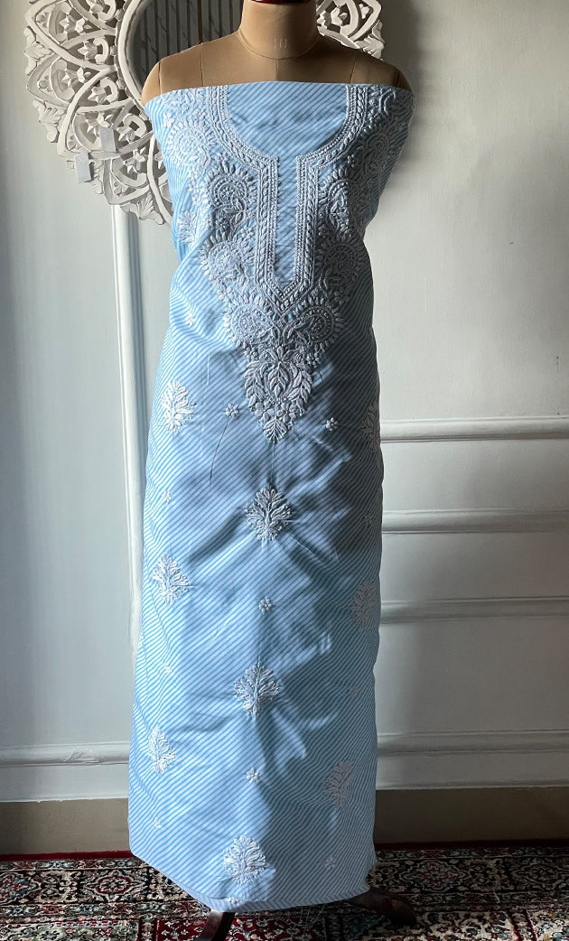 Women's Lakhnavi Handcrafted Cotton Chikankari Unstitched Kurti Fabric - HONC0326388