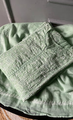 将图像加载到图库查看器中， Sehmat Women&#39;s Lakhnavi Handcrafted Kota Cotton Semi -Stitched Kurta And Dupatta Set- HONC0301707

