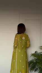 Ira Women's Lucknowi Handcrafted Mul Chanderi Stitched Chikankari Kurta And Plazzo Set .