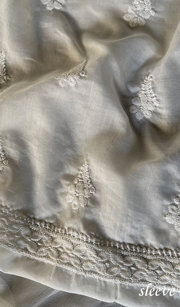 Women's Lakhnavi Handcrafted Unstitched Cotton Chikankari Suit Material - HONC0294094