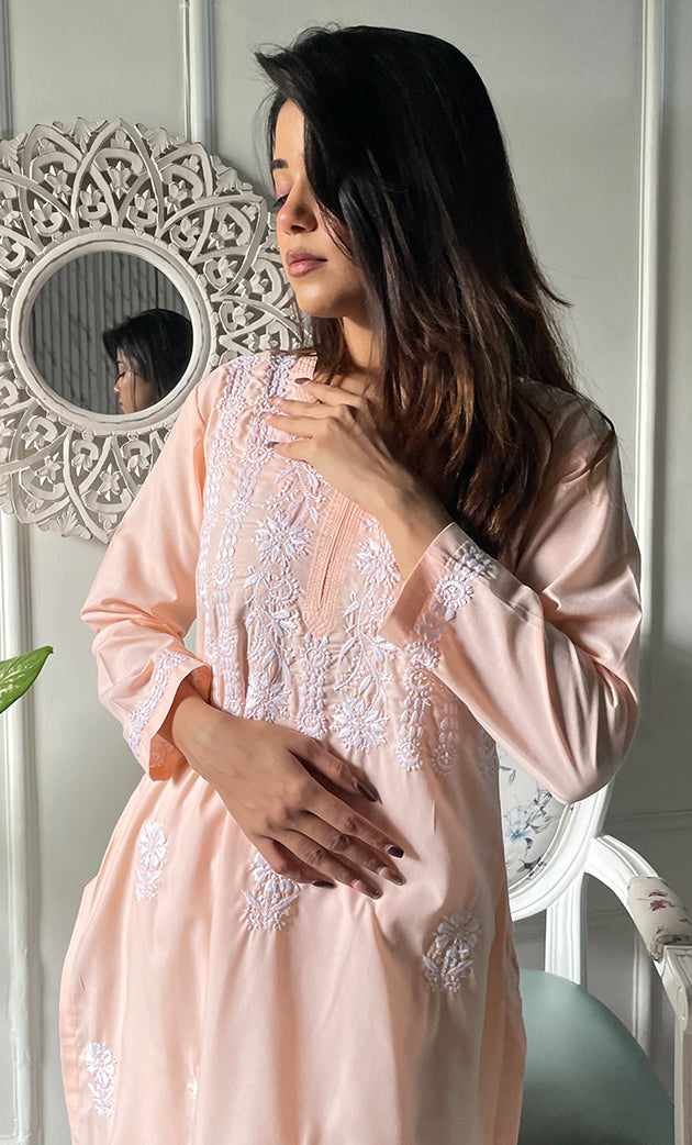 Women's Lucknowi Handcrafted Cotton Chikankari Kurti - HONC0330751