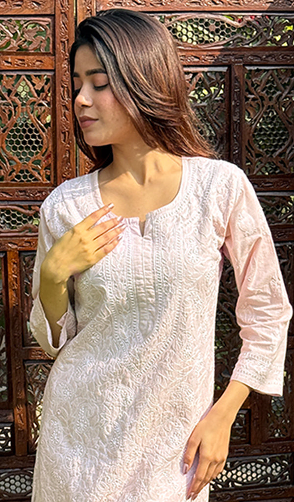 Women's Lucknowi Handcrafted Cotton Chikankari Kurti - HONC02450960