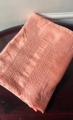将图像加载到图库查看器中， Lucknowi Handcrafted Raw Silk Chikankari Unstitched Men&#39;s Kurta Fabric - HONC0288528
