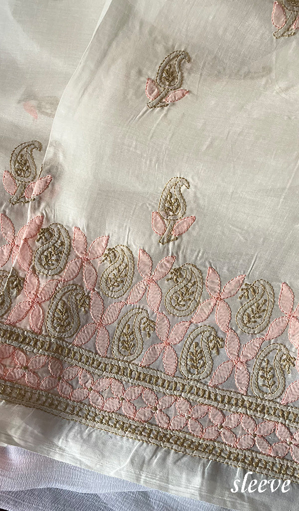 Nida Women's Lakhnavi Handcrafted Cotton Chikankari Suit Material - HONC0291803