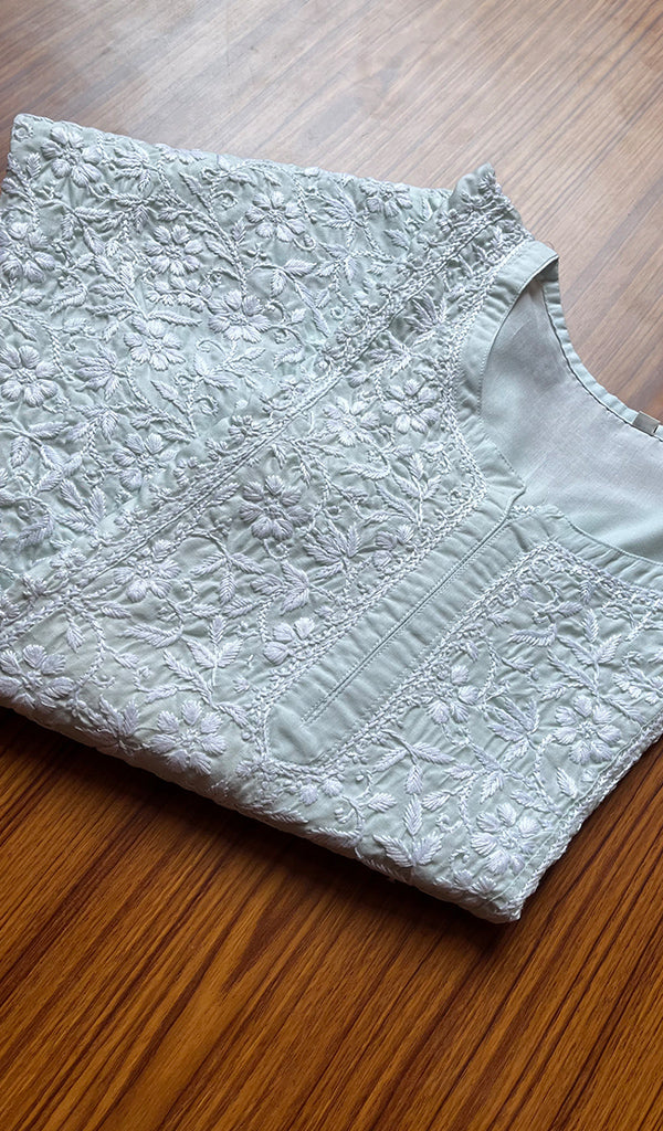 Women's Lucknowi Handcrafted  Modal Cotton Chikankari Kurti - HONC0301039
