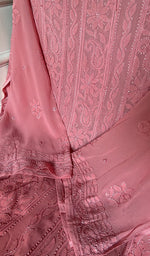 Load image into Gallery viewer, Women's Lakhnavi Handcrafted Viscose Georgette Semi - Stitched Chikankari Anarkali 3pc Set - HONC0358490