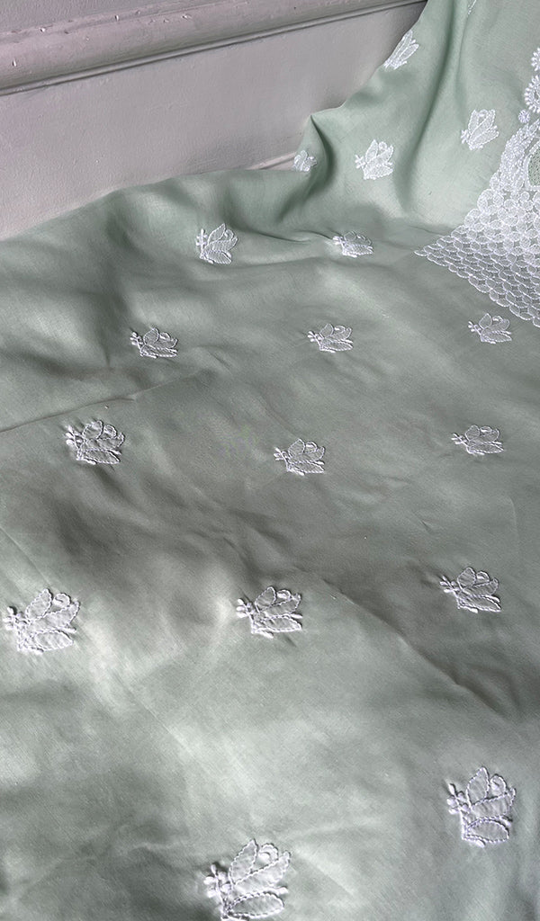 Women's Lakhnavi Handcrafted Cotton Unstitched Chikankari Suit Material - HONC0374492