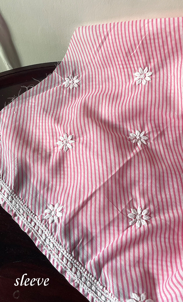 Shumaira Women's Lakhnavi Handcrafted Cotton Chikankari Unstitched Kurti Fabric - HONC0326380