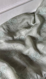 Load image into Gallery viewer, Rose Women's Lakhnavi Handcrafted Pure Organza Chikankari Unstitched Kurta And Dupatta Set- HONC0357555
