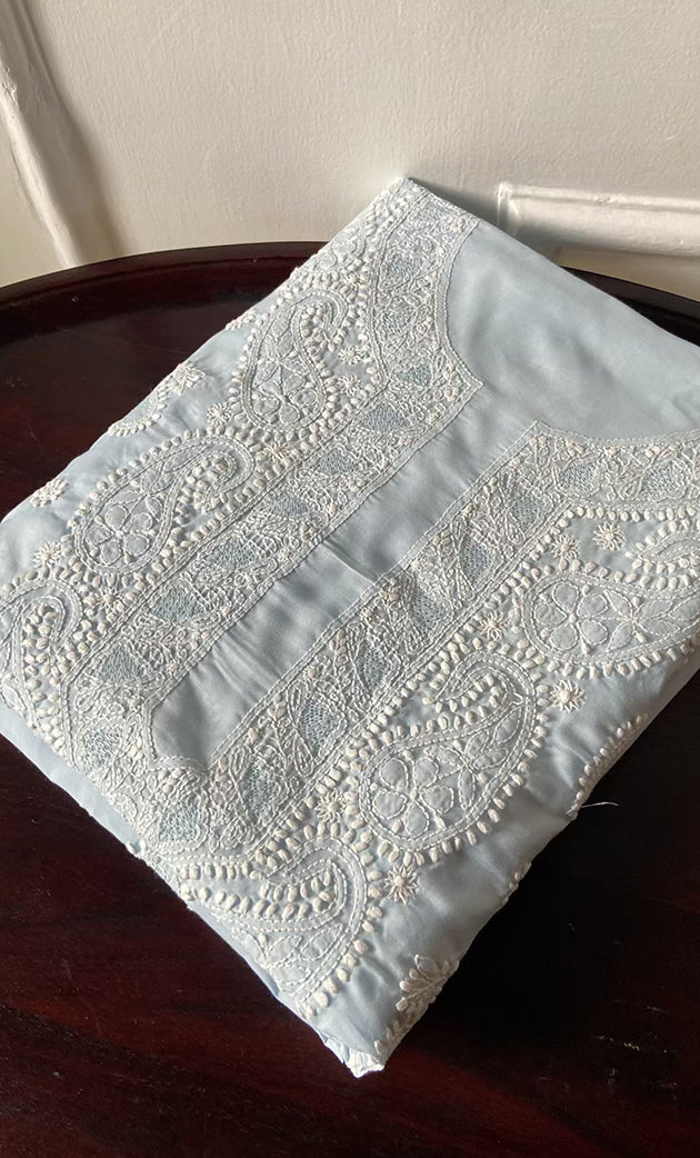 Women's Lakhnavi Handcrafted Cotton Chikankari Unstitched Kurti Fabric - HONC0318477