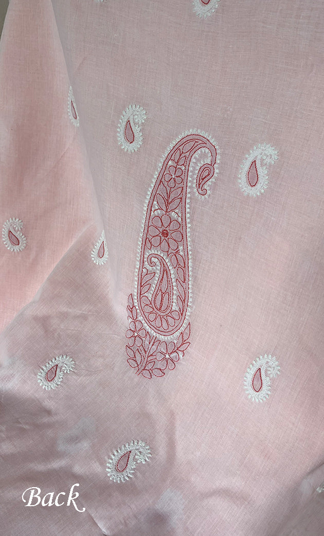 Women's Lakhnavi Handcrafted Unstitched Cotton Chikankari Suit Material - HONC0276809
