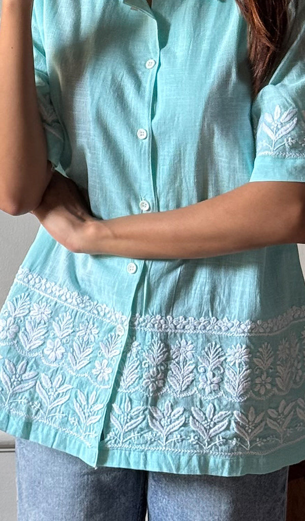 Arushi Women's Lakhnavi Handcrafted Cotton Chikankari Shirt - HONC0354142