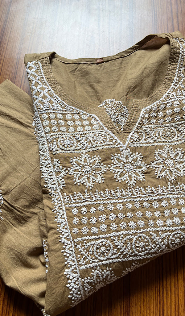 Women's Lucknowi Handcrafted Cotton Chikankari Kurti - HONC0301042