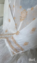 Load image into Gallery viewer, Women's Lakhnavi Handcrafted Mul Chanderi Semi - Stitched Kurta And Dupatta Set - HONC0303401
