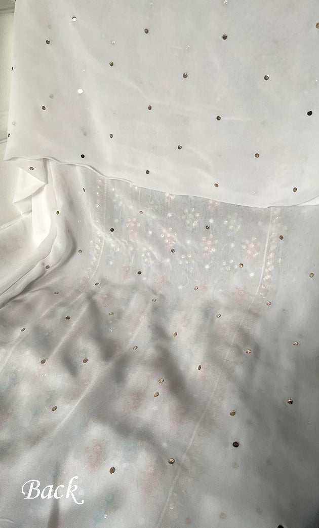 Women's Lucknowi Handcrafted Viscose Georgette Semi - Stitched Chikankari Kurta and Dupatta Set- HONC0328908