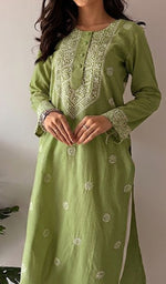 Prisha Women's Lakhnavi Handcrafted Cotton Chikankari Kurti - HONC066666