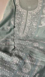 将图像加载到图库查看器中， Women&#39;s Lakhnavi Handcrafted Mul Chanderi Semi - Stitched Kurta And Dupatta Set - HONC0236657
