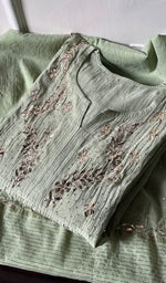 Load image into Gallery viewer, Women&#39;s Lakhnavi Handcrafted Mul Chanderi Semi -stitched Kurta And Dupatta Set - HONC0289419
