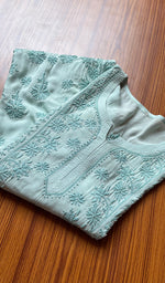 Load image into Gallery viewer, Women&#39;s Lucknowi Handcrafted Muslin Chikankari Kurti - HONC0301045
