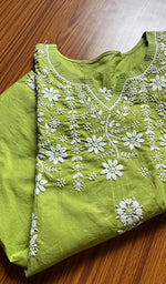Load image into Gallery viewer, Women&#39;s Lucknowi Handcrafted Cotton Chikankari Kurti - HONC0301041
