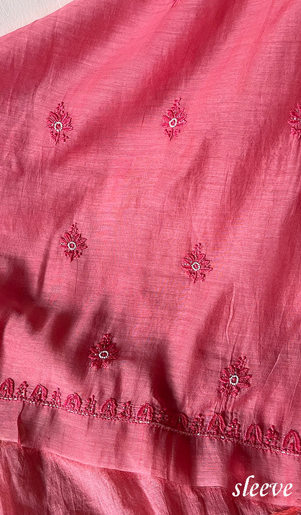 Women's Lucknowi Handcrafted Chanderi Silk Chikankari Full Suit Material - HONC0260956