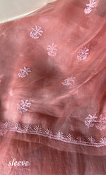 将图像加载到图库查看器中， Women&#39;s Lakhnavi Handcrafted Pure Organza Chikankari Unstitched Kurta And Dupatta Set- HONC0266926
