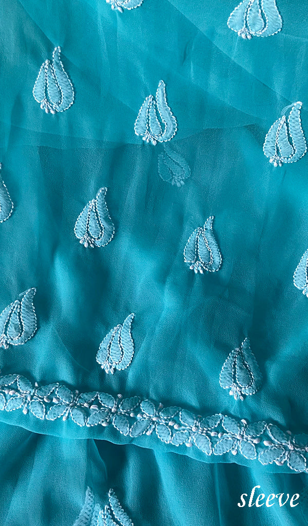 Women's Lucknowi Handcrafted Faux-Georgette Chikankari Suit Material - HONC0263007