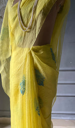 Load image into Gallery viewer, Women&#39;s Lucknowi Handcrafted Pure Organza Silk Chikankari Saree - HONC0298119
