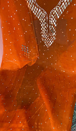 Alfia Women's Lakhnavi Handcrafted Pure Organza Chikankari Unstitched Kurta And Dupatta Set- HONC0556874