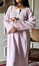 Load image into Gallery viewer, Women's Lakhnavi Handcrafted Cotton Chikankari Kurti - HONC0335262