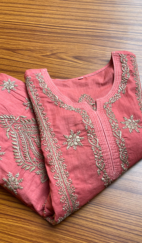 Women's Lucknowi Handcrafted  Cotton Chikankari Kurti - HONC0301081