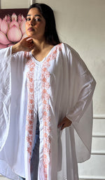 Load image into Gallery viewer, Women's Lucknowi Handcrafted Cotton Chikankari Kaftan - HONC0352349