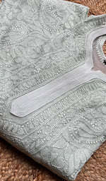 Load image into Gallery viewer, Women&#39;s Lakhnavi Handcrafted Viscose Georgette Chikankari Kurti- HONC0276111
