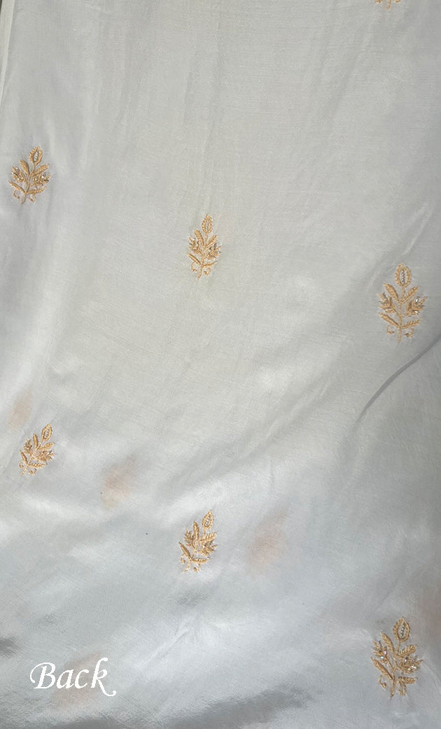 Ashima Women's Lucknowi Handcrafted Muslin Chikankari Unstitched Suit Material - HONC0243934