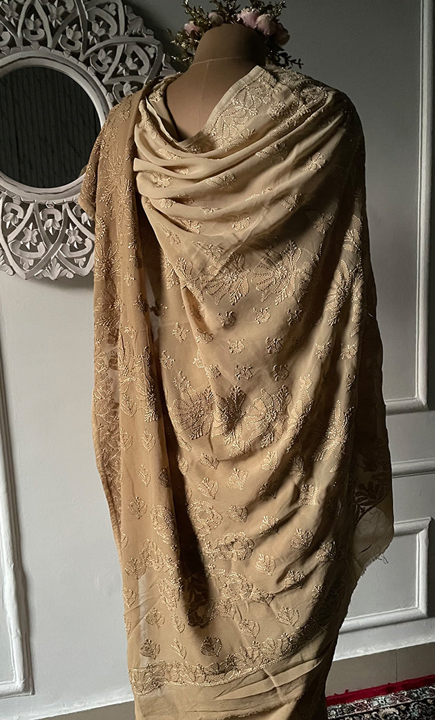 Women's Lakhnavi Handcrafted Viscose Georgette Chikankari Saree - HONC0318165