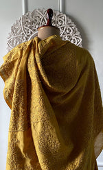 Load image into Gallery viewer, Women's Lakhnavi Handcrafted Chanderi Silk Chikankari Saree - HONC0340414