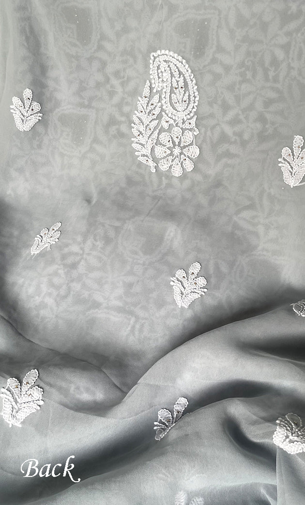 Women's Lucknowi Handcrafted Faux-Georgette Chikankari Suit Material - HONC0263367