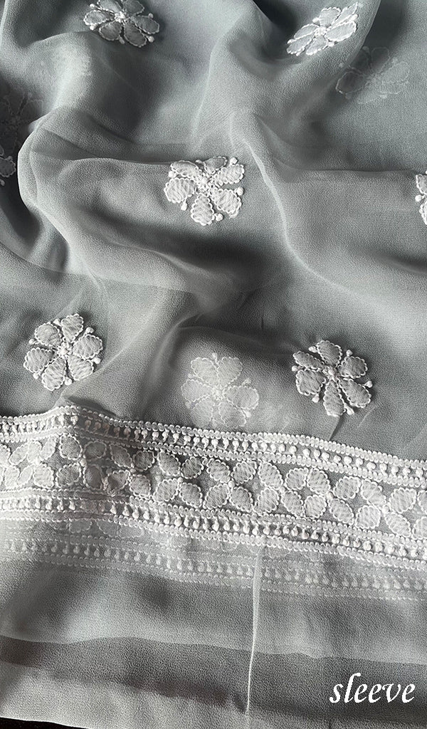 Women's Lucknowi Handcrafted Faux-Georgette Chikankari Suit Material - HONC0274394