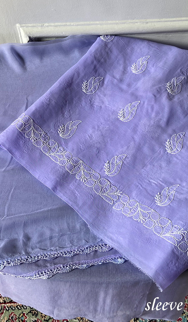 Women's Lakhnavi Handcrafted Cotton Unstitched Chikankari Suit Material - HONC0360788