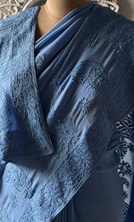Load image into Gallery viewer, Women's Lakhnavi Handcrafted Pure Silk Georgette Chikankari Saree - HONC0318707