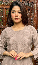 Load image into Gallery viewer, Hania Women's Lakhnavi Handcrafted Chanderi Silk Chikankari Top - HONC0383280