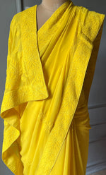 Load image into Gallery viewer, Women&#39;s Lakhnavi Handcrafted Viscose Georgette Chikankari Saree - HONC0301795
