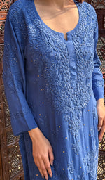 Load image into Gallery viewer, Asma Women&#39;s Lakhnavi Handcrafted Crepe Chikankari Kurti - HONC0218272
