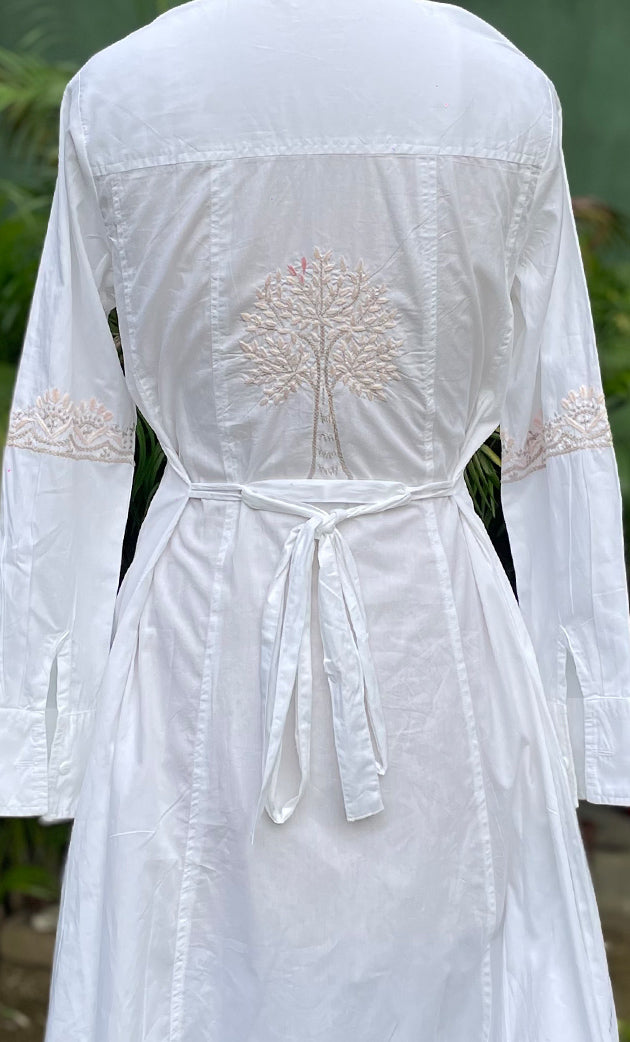 Niyat Women's Lucknowi Handcrafted Cotton Chikankari Long Dress - HONC0303725