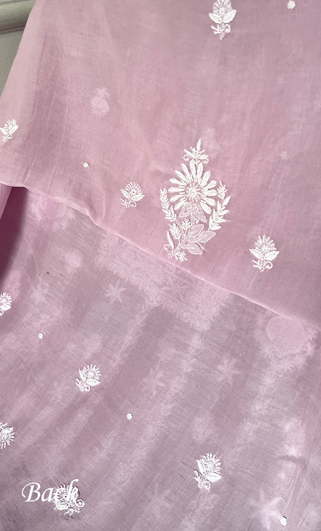 Women's Lakhnavi Handcrafted Unstitched Mul Chanderi Kurta And Dupatta Set - HONC0329033