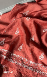 Load image into Gallery viewer, Women's Lakhnavi Handcrafted Munga Silk Chikankari Kurta And Dupatta Set- HONC0282386