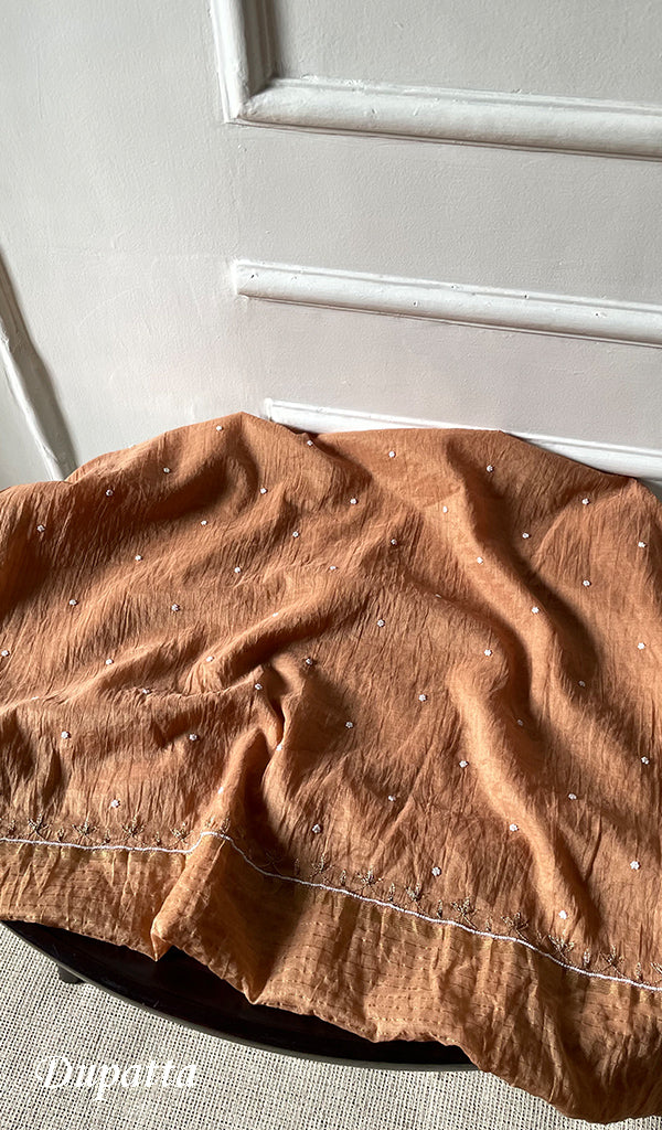 Women's Lakhnavi Handcrafted Mul Chanderi Unstitched Kurta And Dupatta Set- HONC0323418